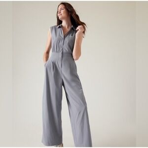 Athleta Brooklyn Heights Wide Leg Jumpsuit‎ Sz 16 Gray